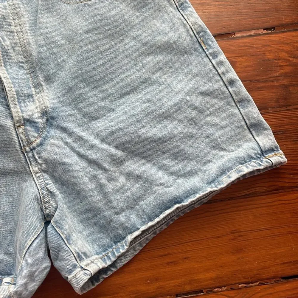 Zara long inseam hi rise button fly denim jean shorts sz 12